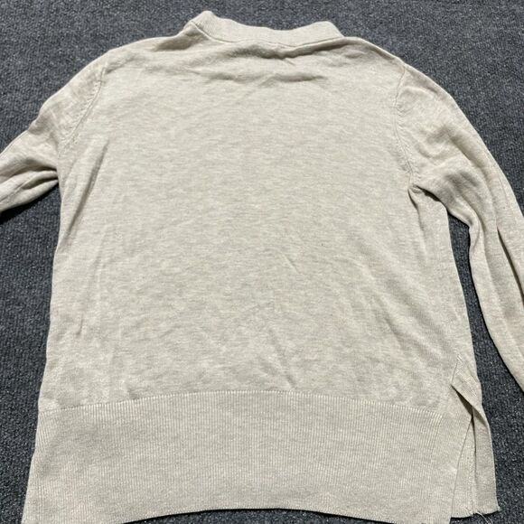 H&M Sweater Mens Medium Beige Mock Neck Pullover Lightweight Knit Wool Blend - Picture 7 of 8